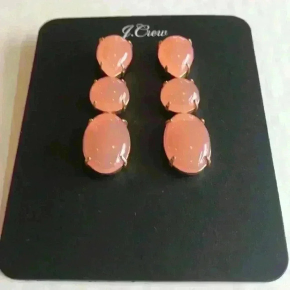 J Crew new Triple stone drop earrings bright pink - Picture 5 of 8